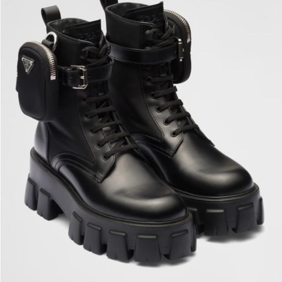 Prada Monolith leather and Re-Nylon boots with pouch - Picture 1 of 9